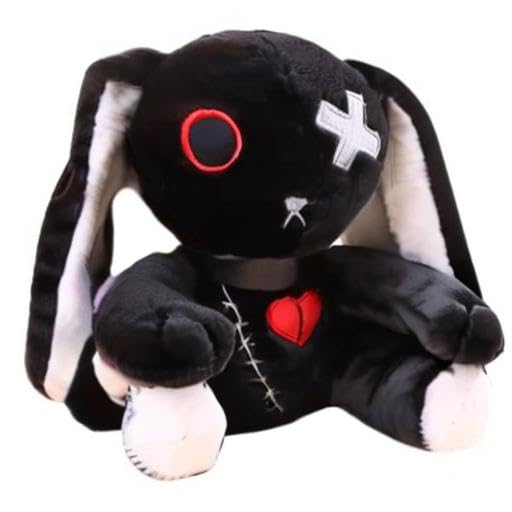 LVQING Rabbit Plush Doll, Crazy Rabbit Plush Toy, Halloween Scary Rabbit Stuffed Animal Long Ears Standing Toy, Suitable for Fans Easter Christmas Birthday Gift. (Color : 11.8in Black)