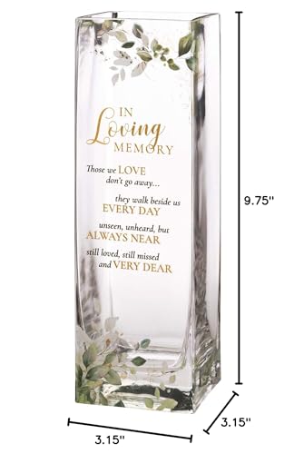 Lillian Rose Botanical Theme Memorial Flower Vase with Sympathy Verse, 3.15x3.15x9.75, Multi