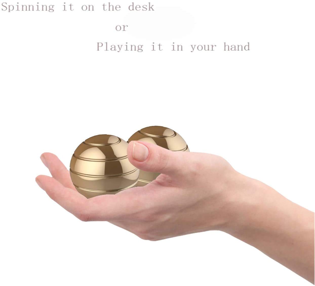 Apqdw Kinetic Spinner Desk Toy, 1.77'' Stress Relief Desk Toys Ball, Anti Anxiety Cool Desk Gadgets Sensory Toys for Adults, Women, Men, Father Dad (45MM, Gold)