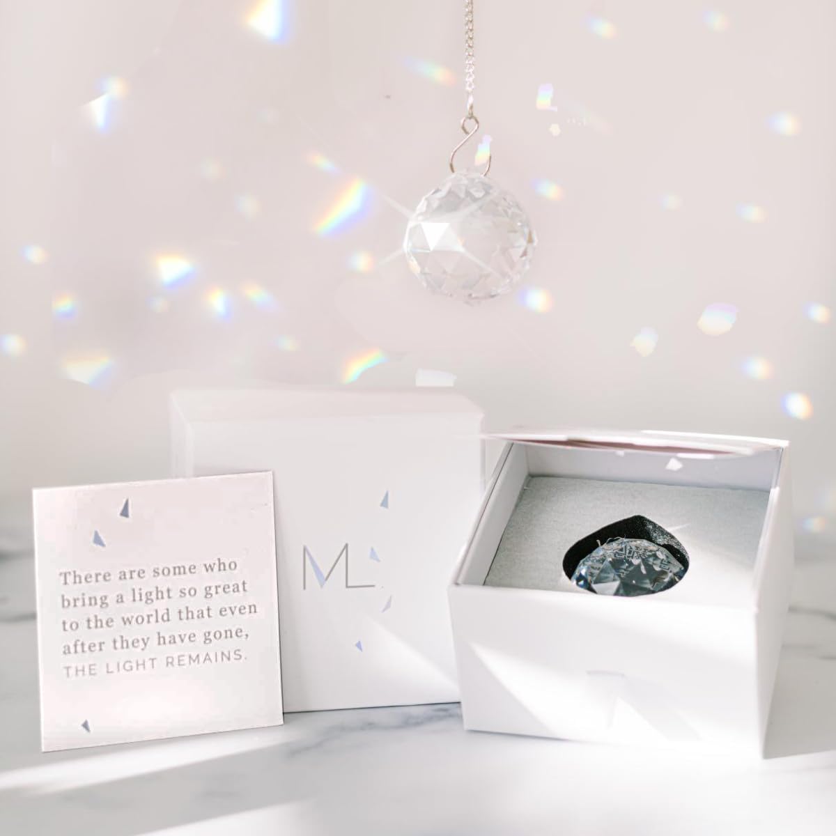 Memorialight Modern Grief Gift, 40mm Crystal Ornament Rainbow Maker, Unique Memorial Gift for Loss of Family, Loved Ones, Miscarriage, Best for Funeral Gift, Sympathy, Bereavement, Daily Remembrance