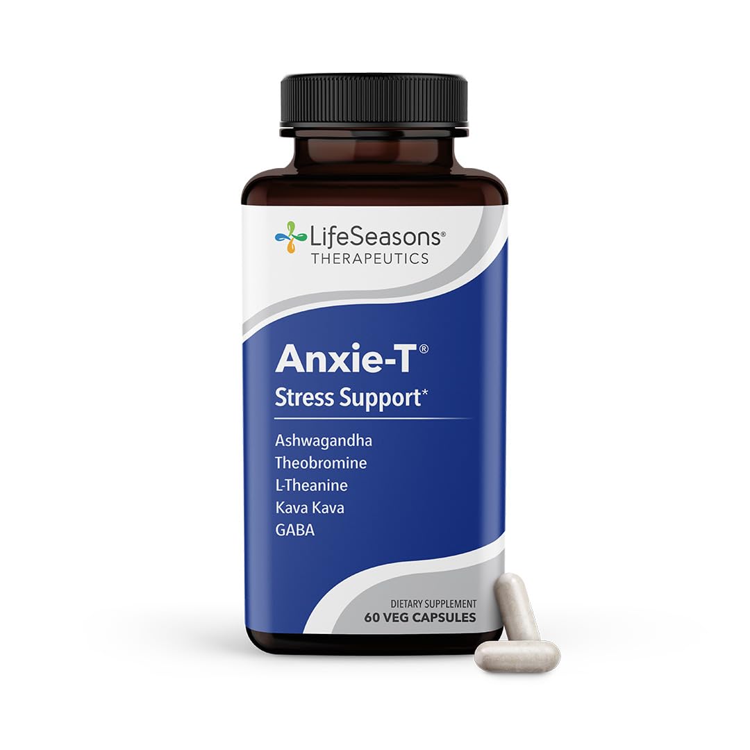 Anxie-T - Stress Relief Supplement - Supports Mood & Mental Focus - Feel Calm and Relaxed - Eases Tension & Nervousness - Ashwagandha, Kava Kava, GABA & L-Theanine - 60 Capsules