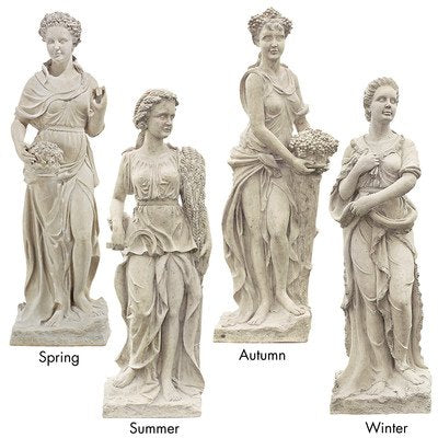 Design Toscano NE490060 Women Seasons Indoor/Outdoor Garden Statues, Set of Four, 21 inches wide, 61 inches tall, Ancient Ivory