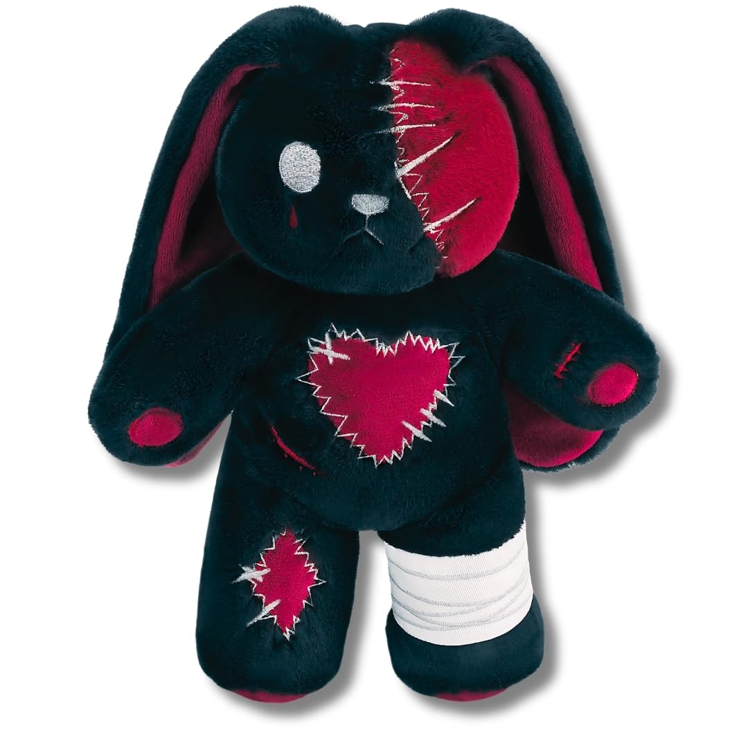 PHITECUS Scary Goth Bunny Plush-Creepy Emo Rabbit Stuffed Animal-Horror Plushie Animal