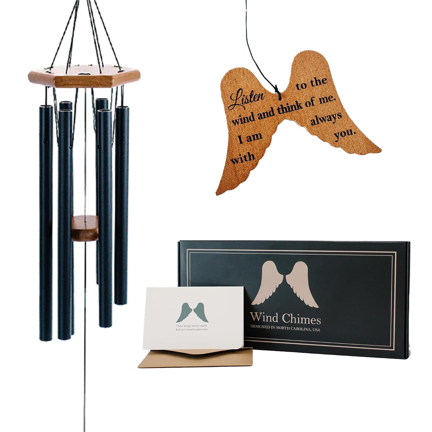 Memorial Wind Chimes for Loss of Loved One, 30" Angel Wing Windchimes Sympathy Gifts for Loss of Loved one, Sympathy Wind Chimes Memorial Gifts for Loss of Mother Father Funeral Gifts Condolence.