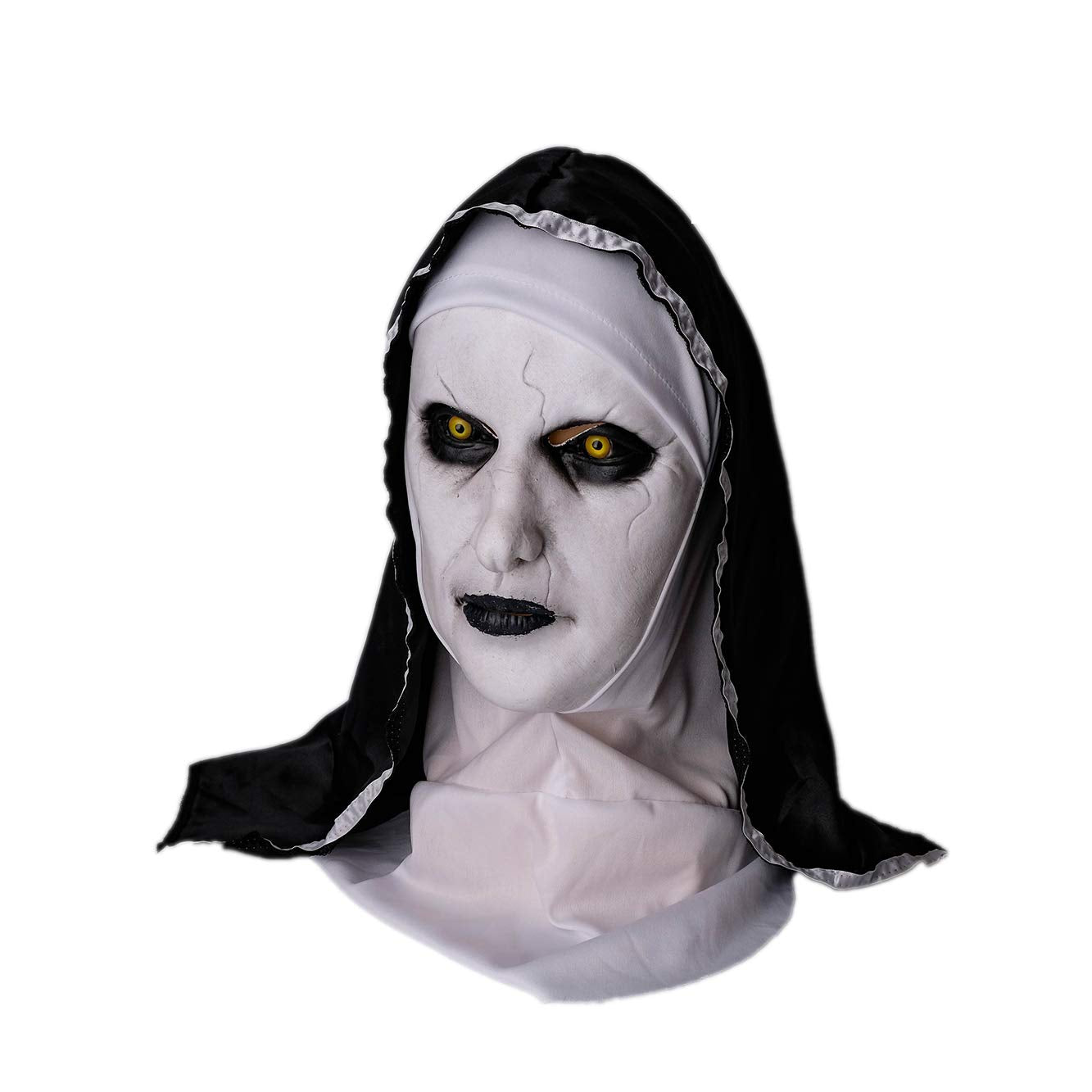 Wellinology Nun Scary Halloween Mask, The Nun Creepiest Latex Full Head Mask Evil Spirit Demon Gothic Supernatural horror Halloween Party Costume