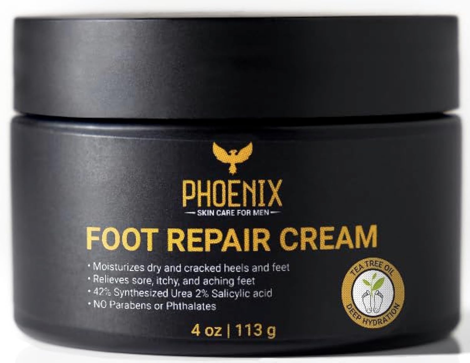 Foot Moisturizer - For Dry and Cracked feet - Callus Remover - Paraben free - Tea Tree Oil - 42% Urea Cream - for Soft Smooth Feet - Phoenix Skin Care - Foot Cream for Men