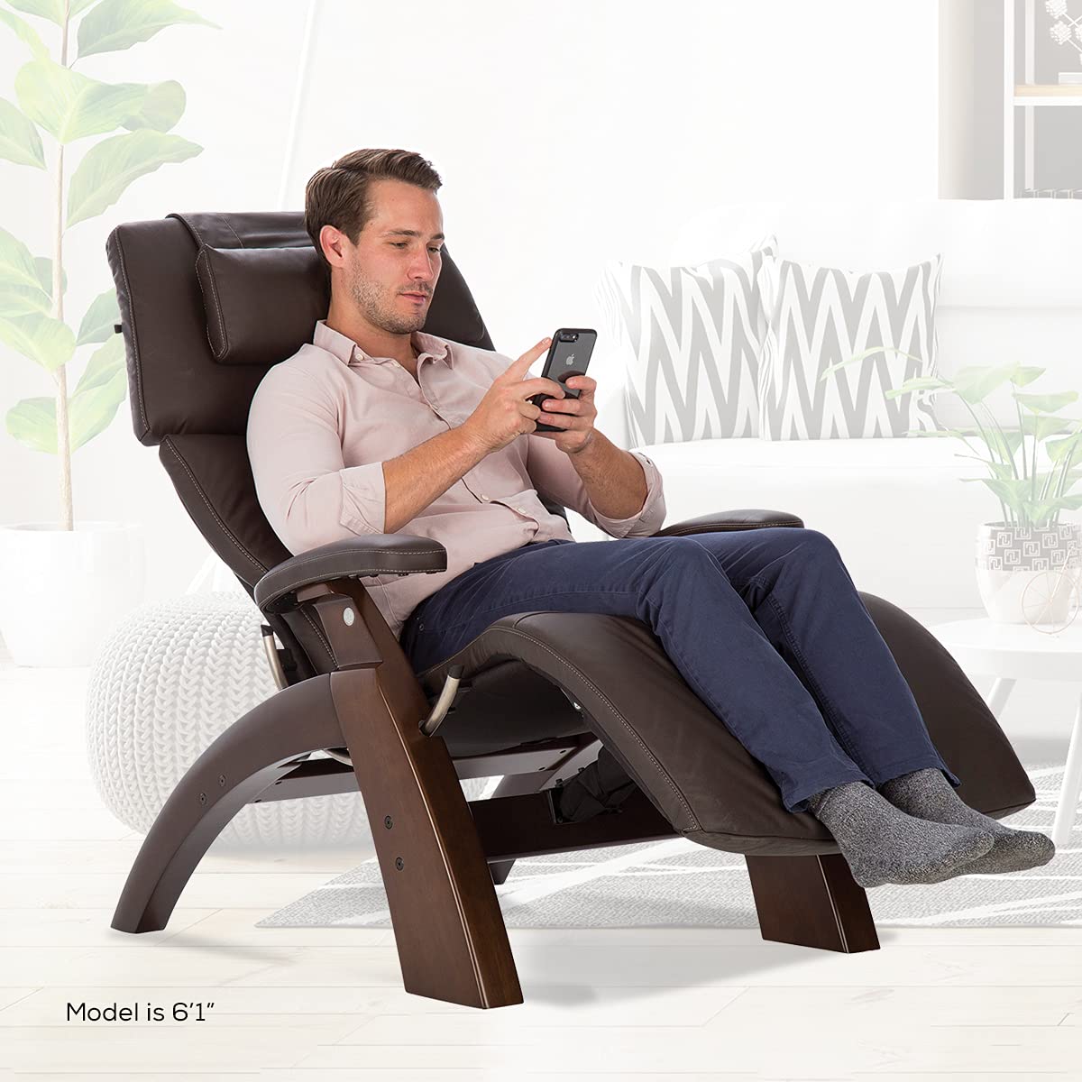 Human Touch Perfect Chair® PC-350 Classic Power Zero Gravity Leather Electric Recliner For Office, 3-Year Warranty, 46D x 32W x 46H Inch, Dark Walnut Espresso