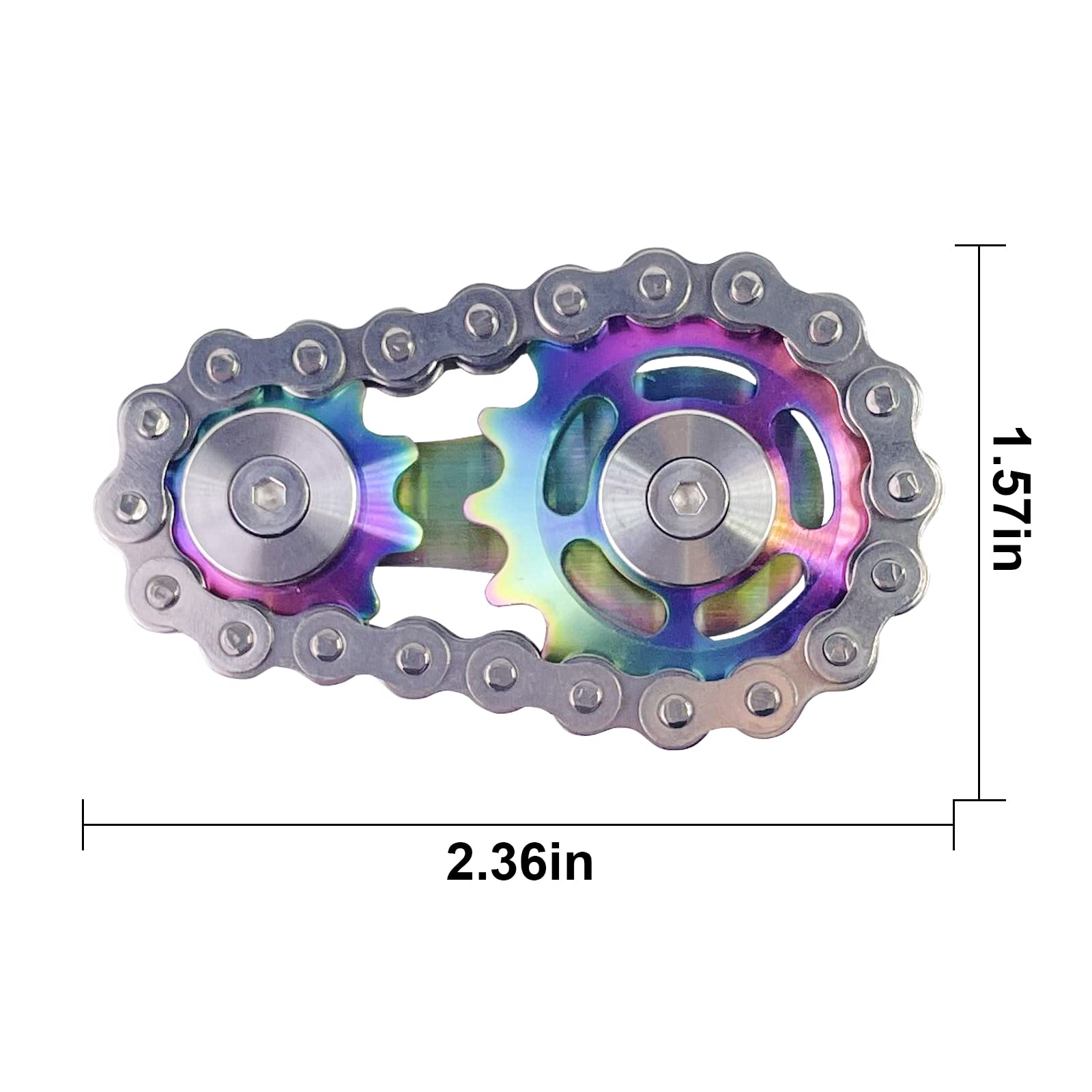 Bike Chain Gear Fidget Spinner, Metal Sprocket Chain Fidget Toy, Stress Anxiety Relief Fidget Toy, Stainless Steel Durable Mechanics W/Smooth Bearings EDC Novelty Toy (Colorful)