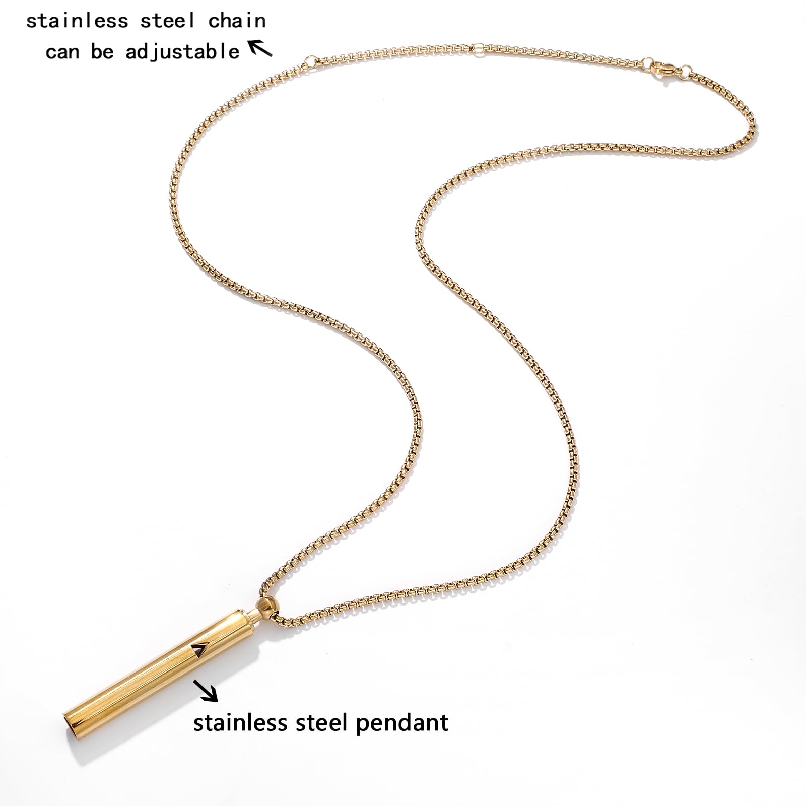 Xeyai Stainless Steel Anxiety Breathe Necklace, Anxiety Relief Items,Mindful Breathing Necklace, Breathless Necklace for Anxiety, Stress, Meditation Stress Relief Gifts for Women and Men