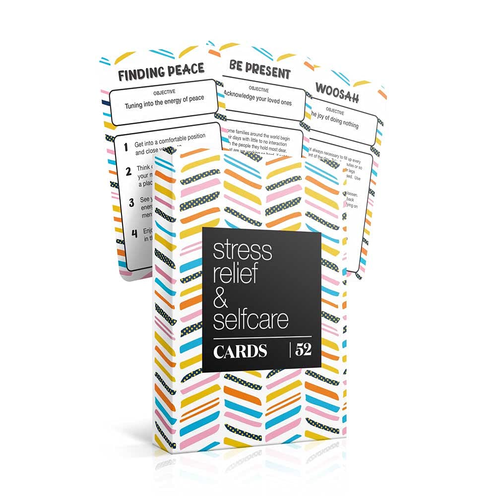 Allura & Arcia 52 Stress Less & Self Care Cards - Mindfulness & Meditation Exercises - Anxiety Relief & Relaxation