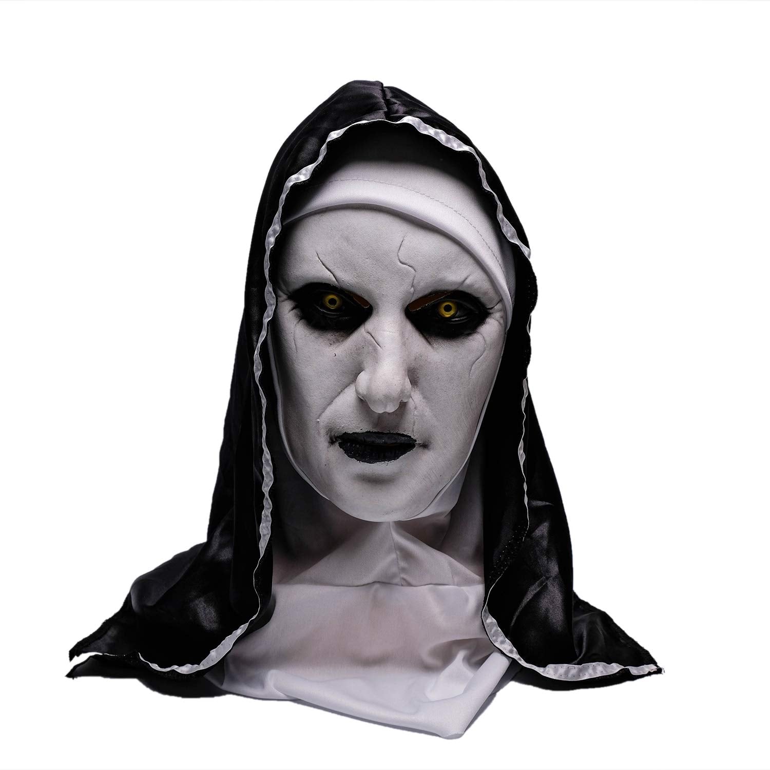 Wellinology Nun Scary Halloween Mask, The Nun Creepiest Latex Full Head Mask Evil Spirit Demon Gothic Supernatural horror Halloween Party Costume