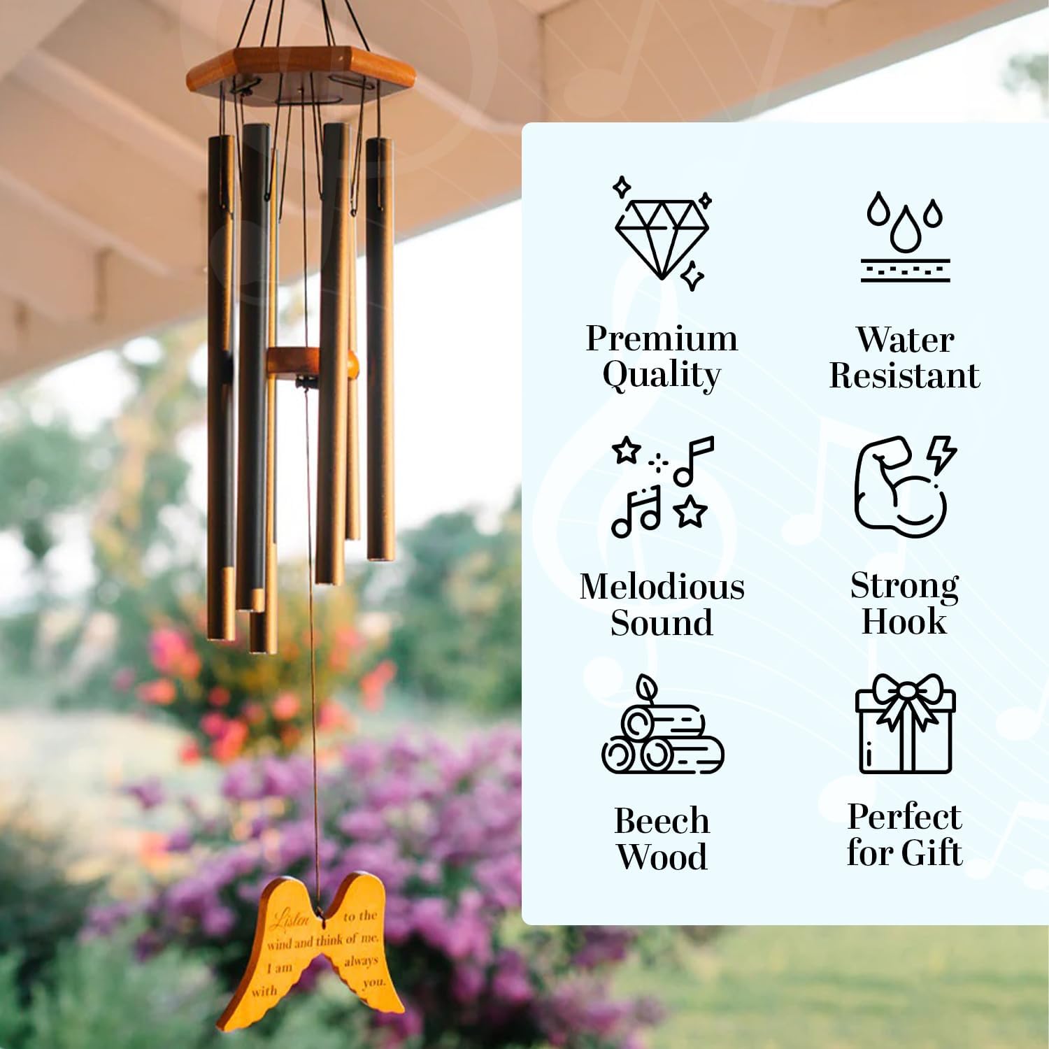 Memorial Wind Chimes for Loss of Loved One, 30" Angel Wing Windchimes Sympathy Gifts for Loss of Loved one, Sympathy Wind Chimes Memorial Gifts for Loss of Mother Father Funeral Gifts Condolence.