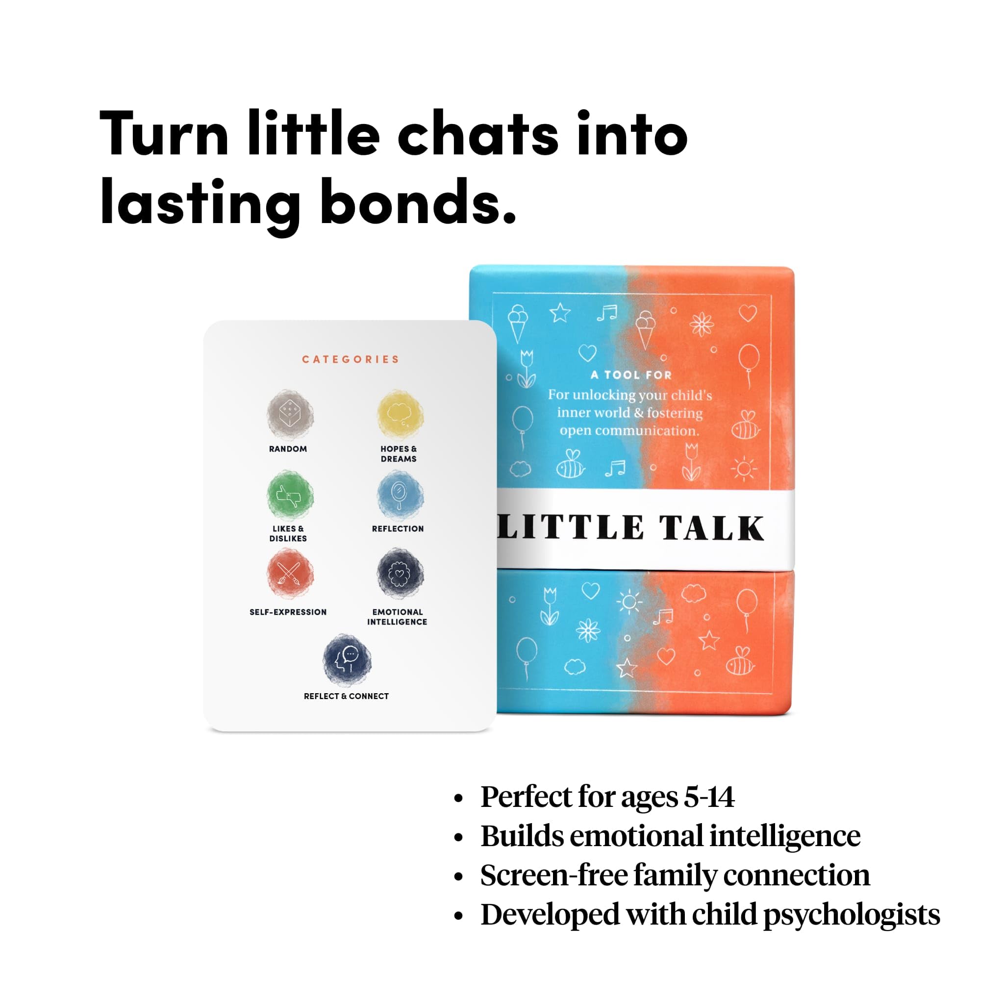 BestSelf Conversation Cards for Kids Little Talk Deck - 150 Prompts, Ideal Classroom Must Haves and Therapy Tools, Social Skills Activities and Fun Conversation Starters for Kids and Families