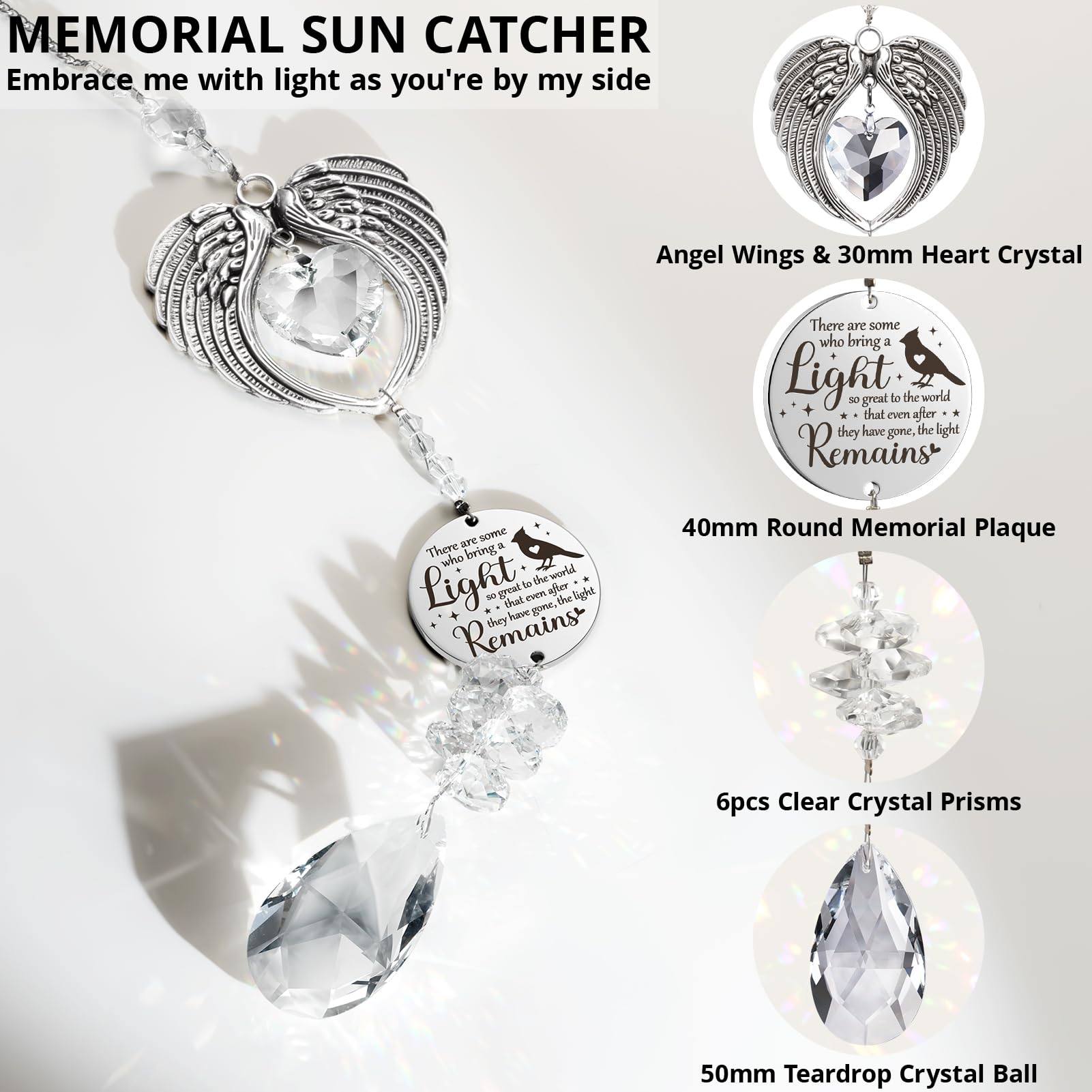 Sympathy Gifts for Loss of Loved One Mom Dad Daughter Son, Unique Memorial Gifts Crystal Suncatcher Bereavement Gift Idea - Grief Condolence Sorry for Your Loss Funeral, Miscarriage Gifts for Mothers