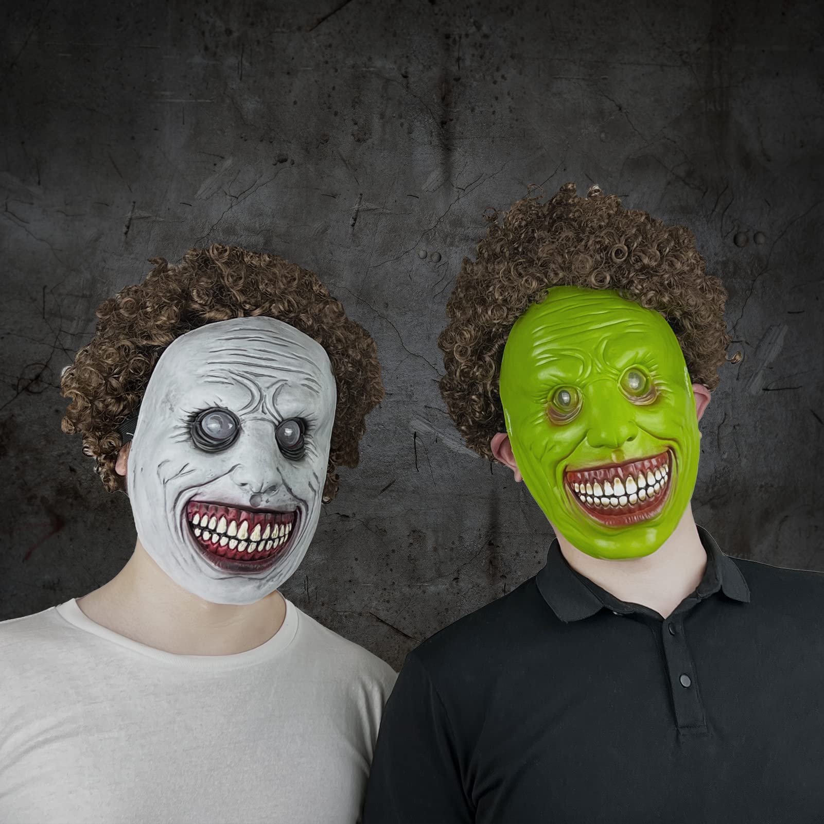 Scary Halloween Mask Smiling Demons Horror Mask Scariest Creepy White Mask with Eye for Cosplay