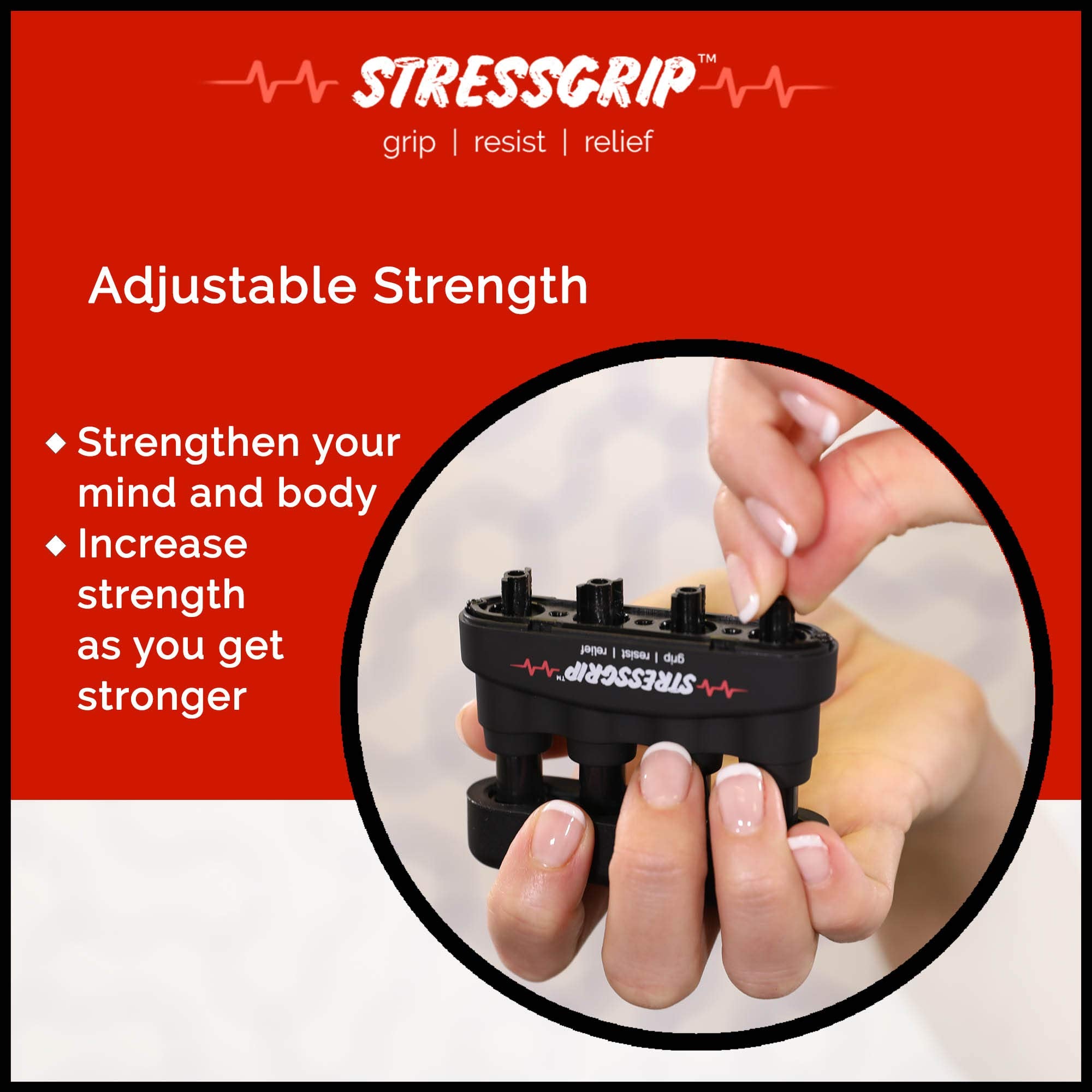 StressGrip - The Stress Ball for Adults (Medium) A Stress & Anxiety Relief Device - Comfortable Hand Exerciser - Stress Reliever & Hand Gripper - Black