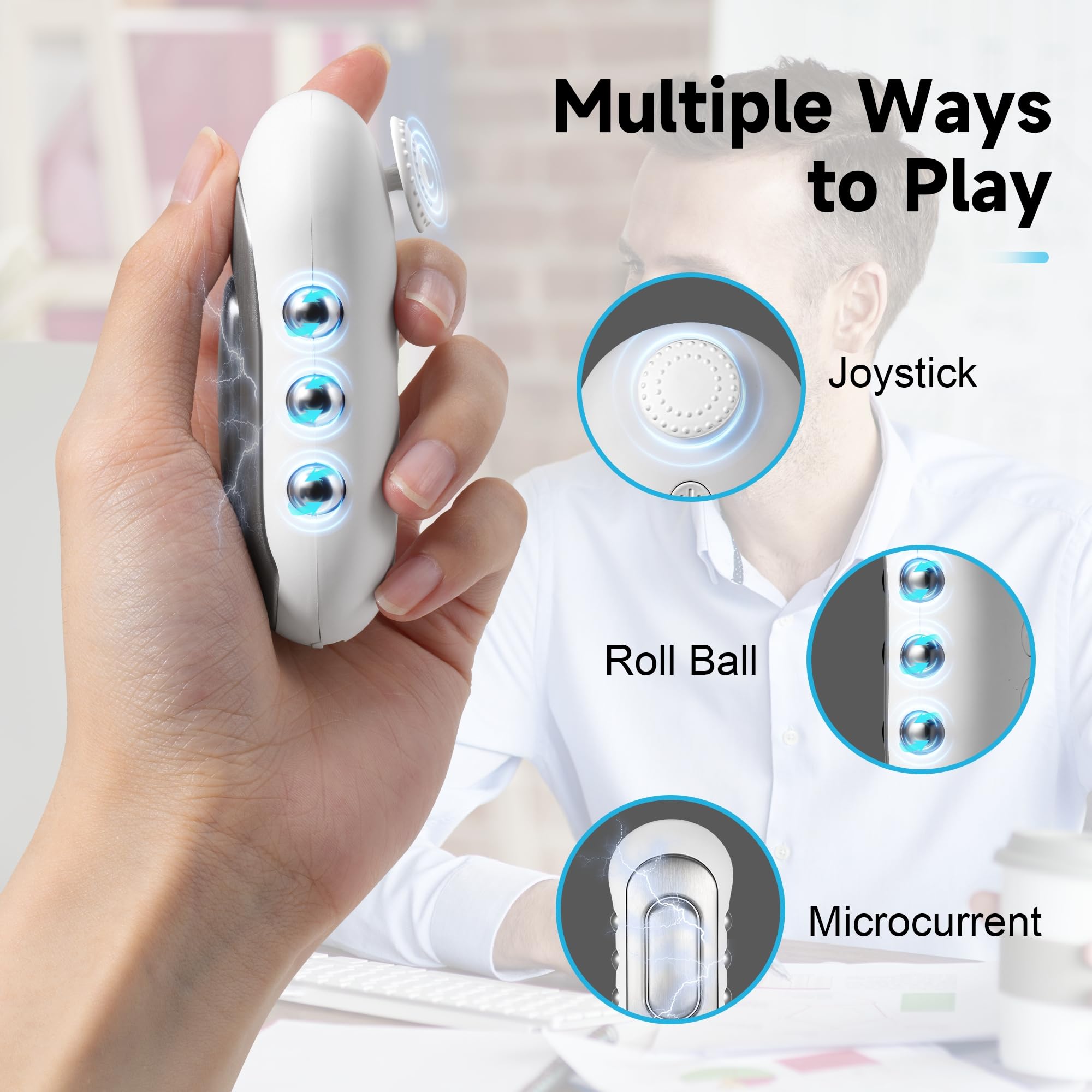 Fidget Toys for Adults, Microcurrent Fidget Toys Handheld Stress Relief Toys Help Anxiety Relief Focus on Tension Improve Attention, Calm Carry Anxiety Device ADHD Toys, Portable Design