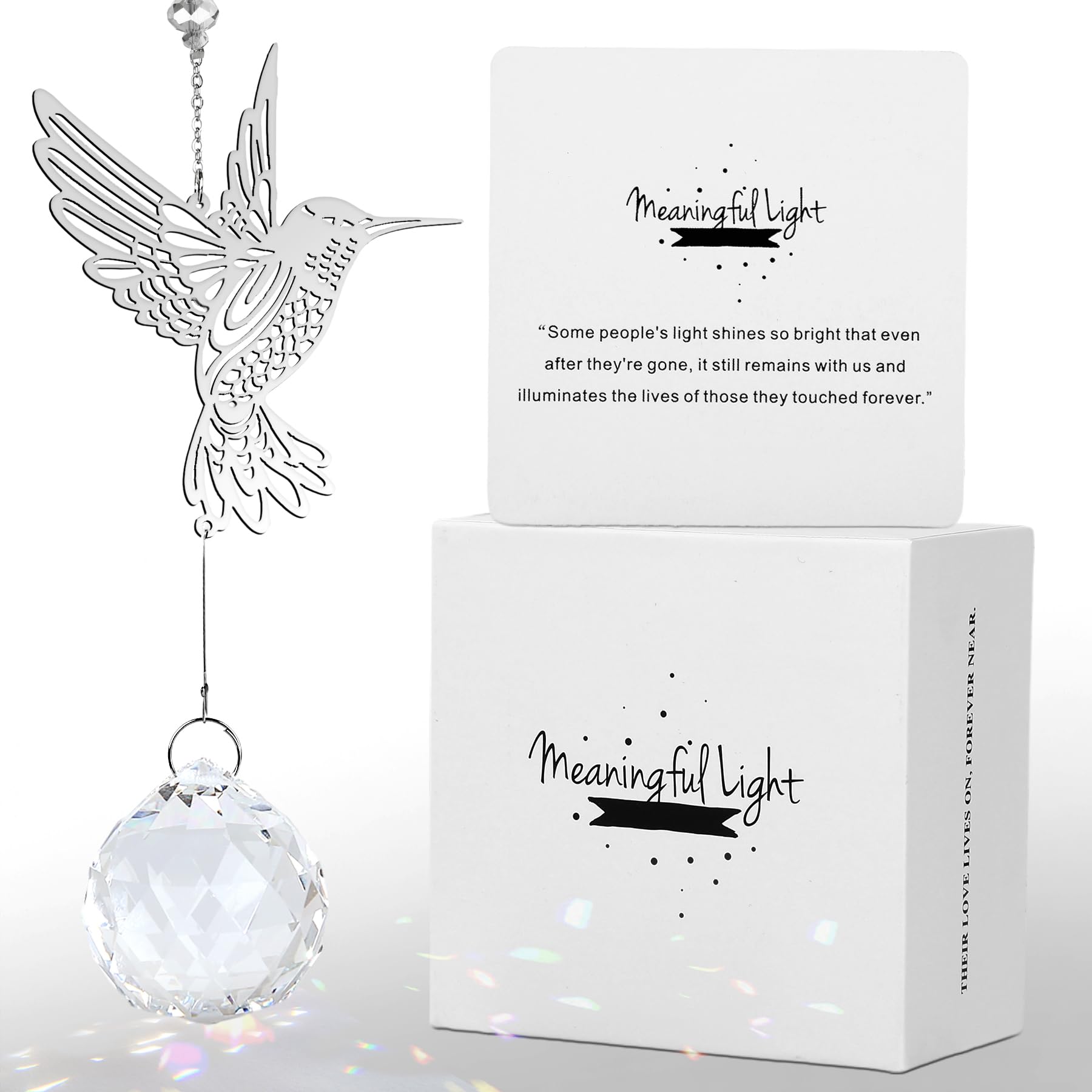 Modern Memorial Gifts - Bereavement Gift Ideas, Unique Sympathy Gifts for Loss of Loved One,40mm Crystal Ball Suncatcher, Rainbow Bereavement Grief Gifts, Funeral Gifts for Loss of Mom Dad Husband Son