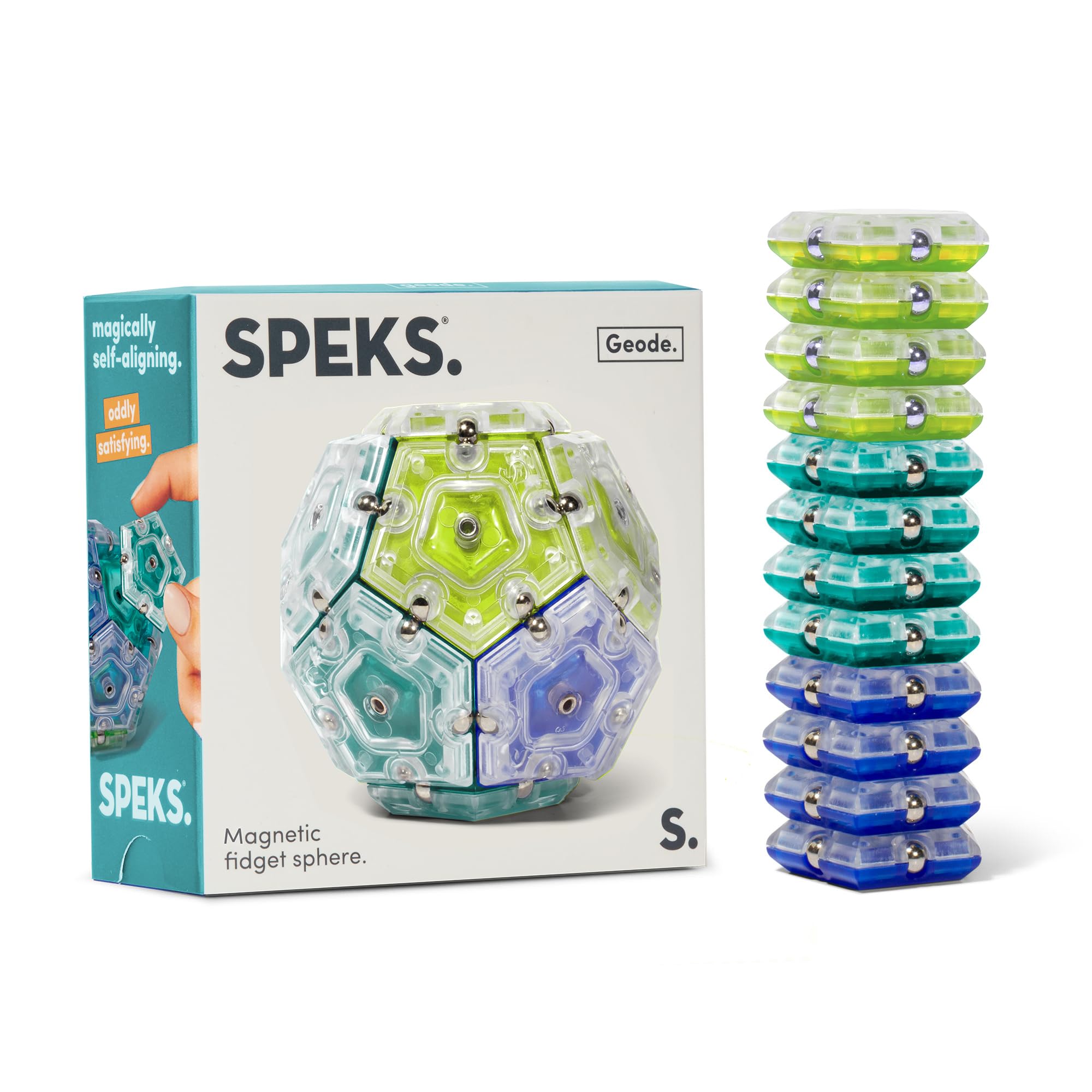 Speks Geode Sphere Magnetic Fidget Toy for Adults & Teens 14+ | Sensory Gadget for Stress Relief and Anxiety, Office Desk Toy Present, Christmas Gift, Holiday Stocking Stuffer | Cool, 12-Piece Set