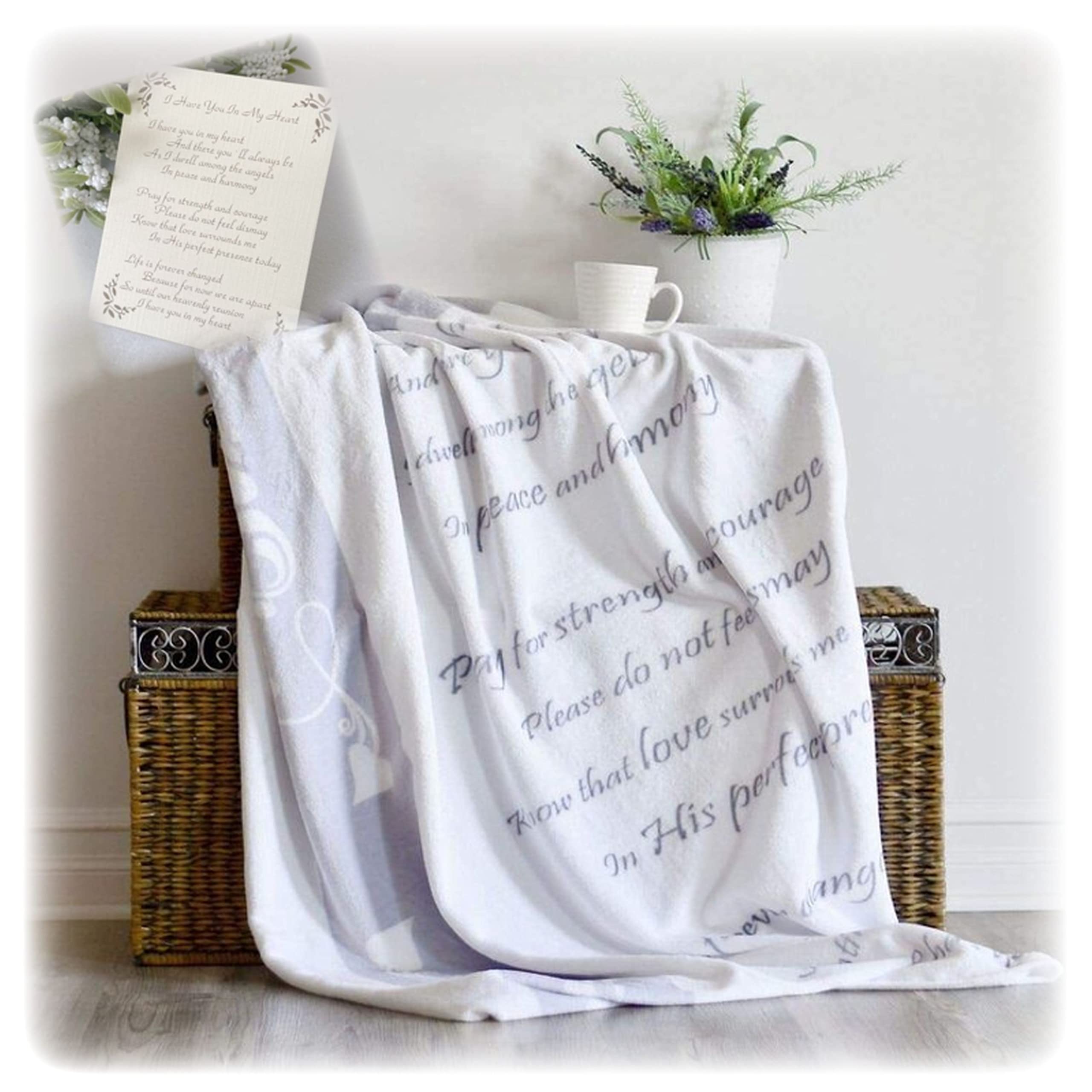 Cozy Mink Blanket Sympathy Gift, in Loving Memory for Loss of Loved One, Funeral Memorial with Condolence Card, Inspirational Thoughts and Prayers, Healing Religious Gifts-50 x70