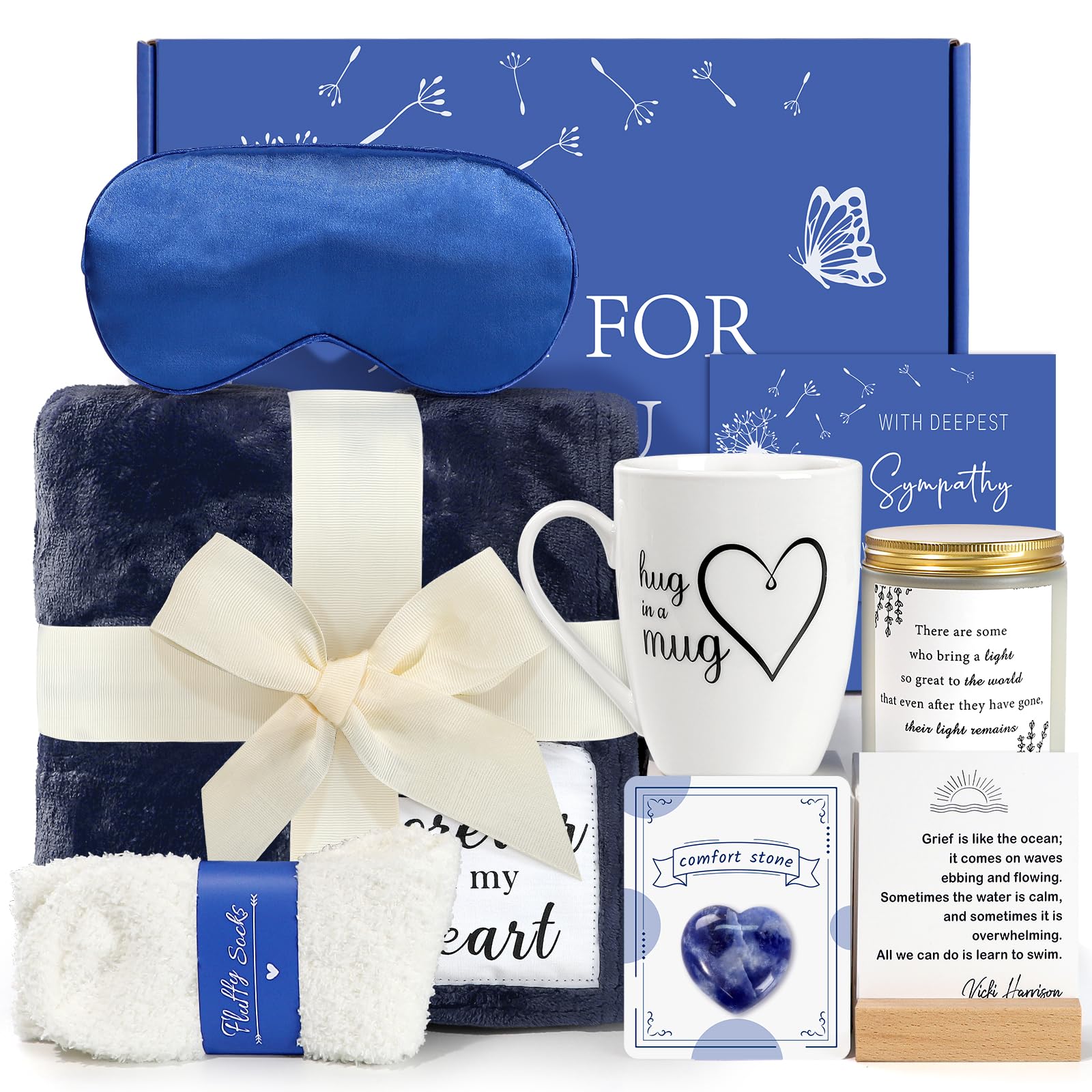 Condolences Gift For Loss, Sympathy Gift Baskets Bereavement Grief Gift Ideas for Loved One Father Mother Husband Sister Friend, Sorry For Your Loss Gifts, Grieving Self Care Package For Women Men