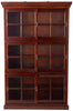 3 Section Sliding Door Bookcase Cabinet - in Mahogany Wood