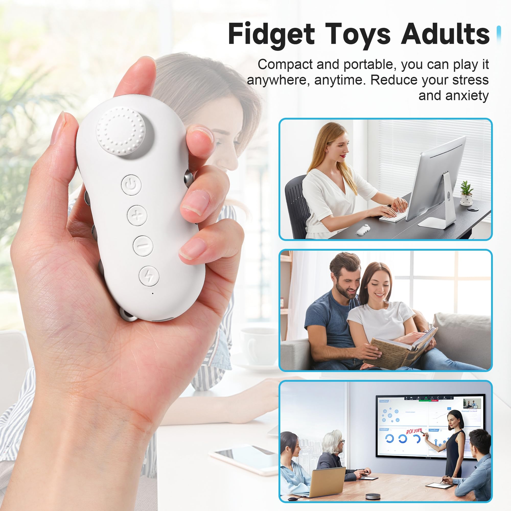 Fidget Toys for Adults, Microcurrent Fidget Toys Handheld Stress Relief Toys Help Anxiety Relief Focus on Tension Improve Attention, Calm Carry Anxiety Device ADHD Toys, Portable Design